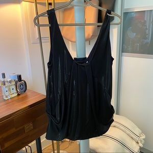 Diane Von Furstenberg Leeza Wet Look Black Top 12